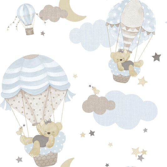 Happy Blue Bear Parachute Wallpaper