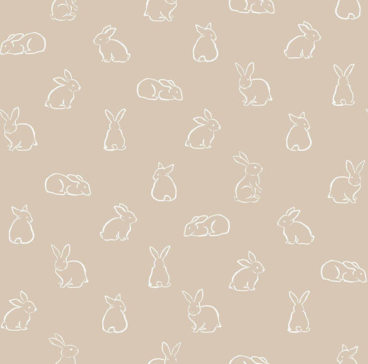Mini Me Beige Bunny Rabbits Wallpaper
